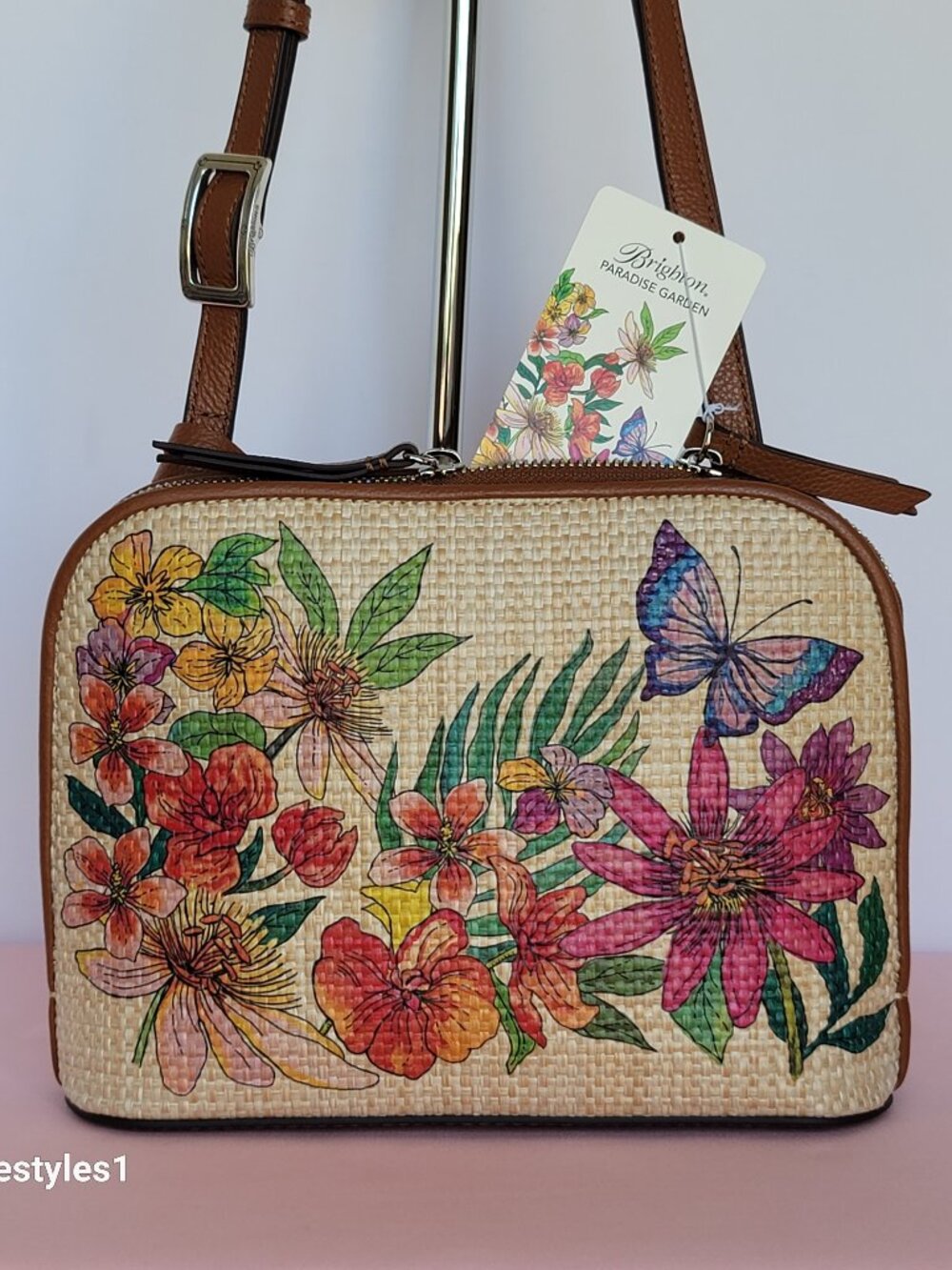 BRIGHTON Paradise Garden Jovie Fabric-Straw Organizer Bag- Natural Multi🎈⭐$175.